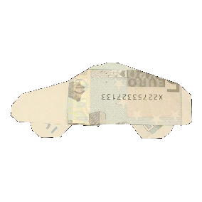 Origami Geldschein Auto 2D mit Rändern