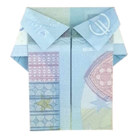 Origami Geldschein Hemd 5 Falten