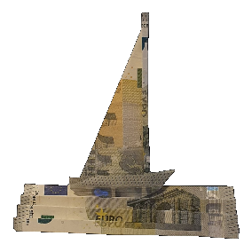 Origami Geldschein Segelschiff