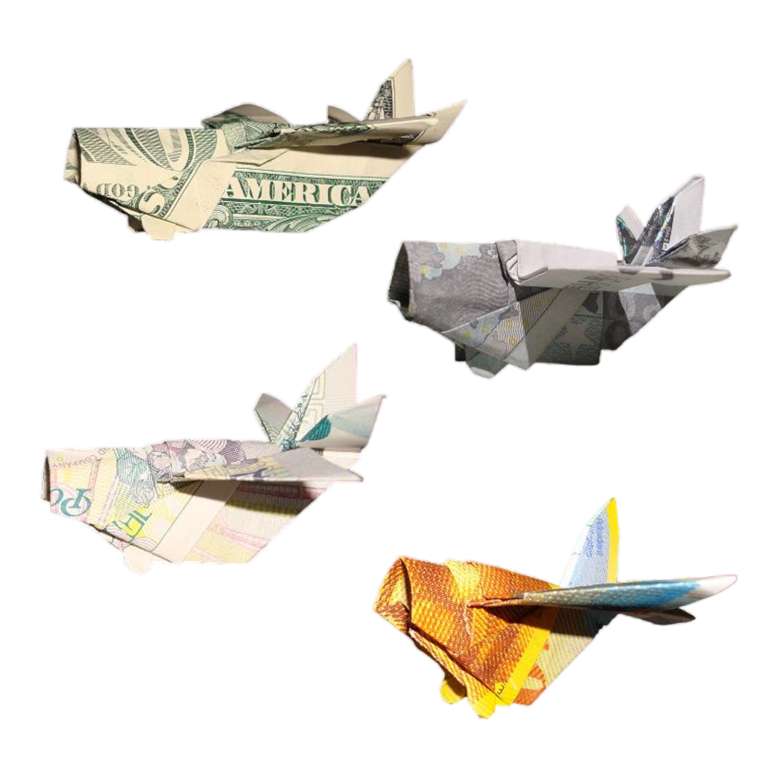 Origami Geldschein Flieger