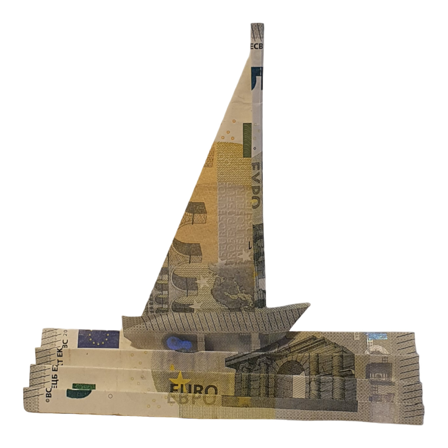 Origami Geldschein Segelschiff data-placement=