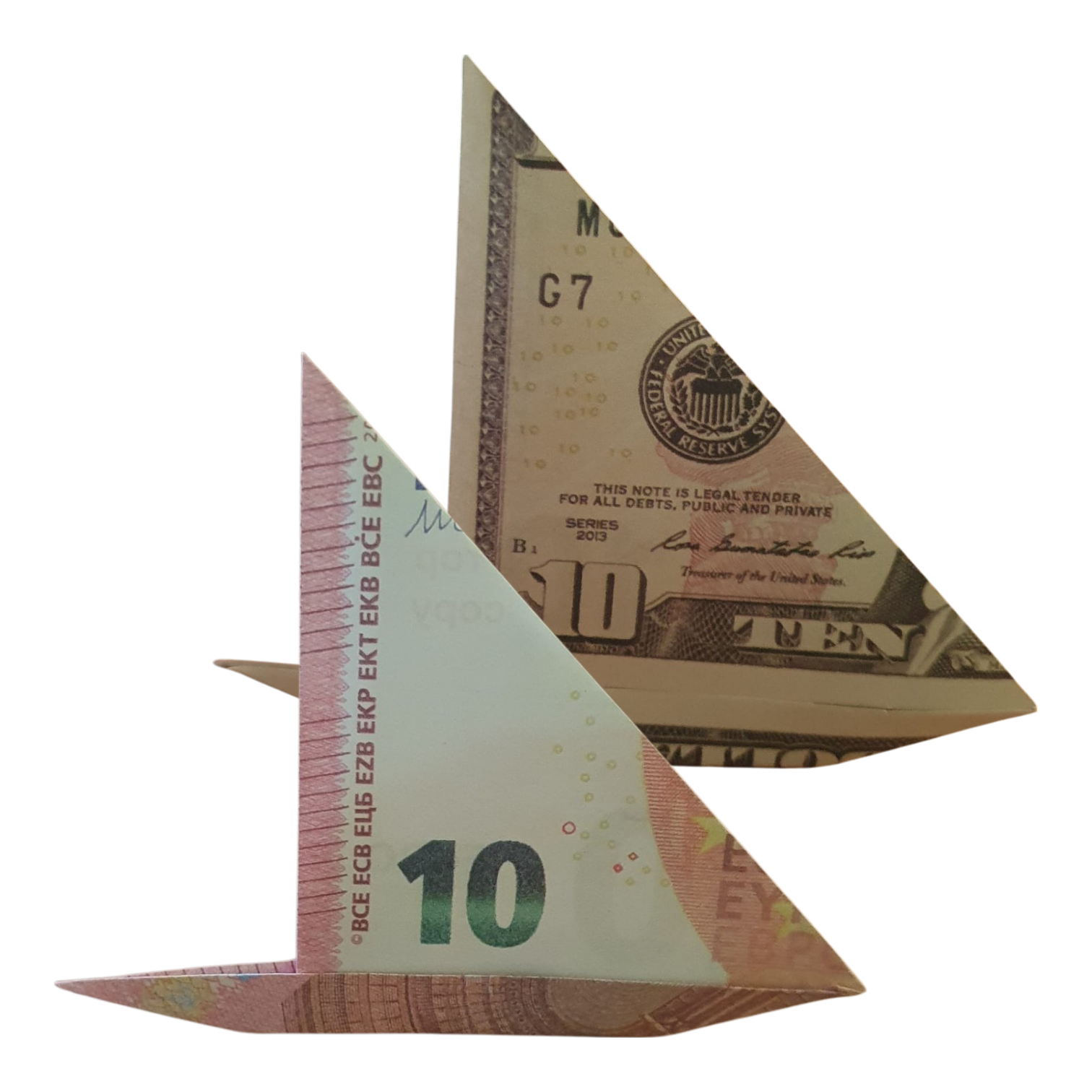 Origami Geldschein Segelschiff